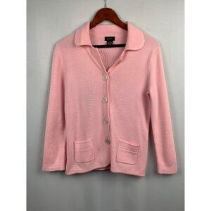 Evie Pink Knit Cardigan Sweater Size M Acrylic & Cotton
